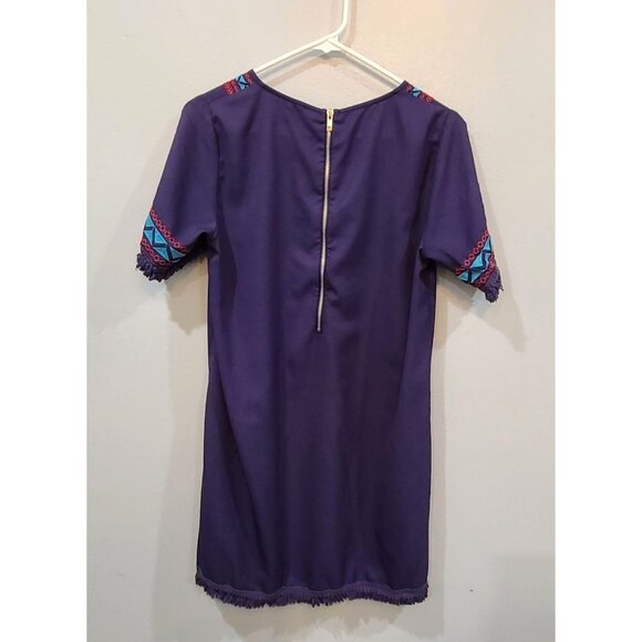 Umgee Dress Women's Small Navy Blue Embroidered Boxy Western Mini Boho Casual - Picture 3 of 5